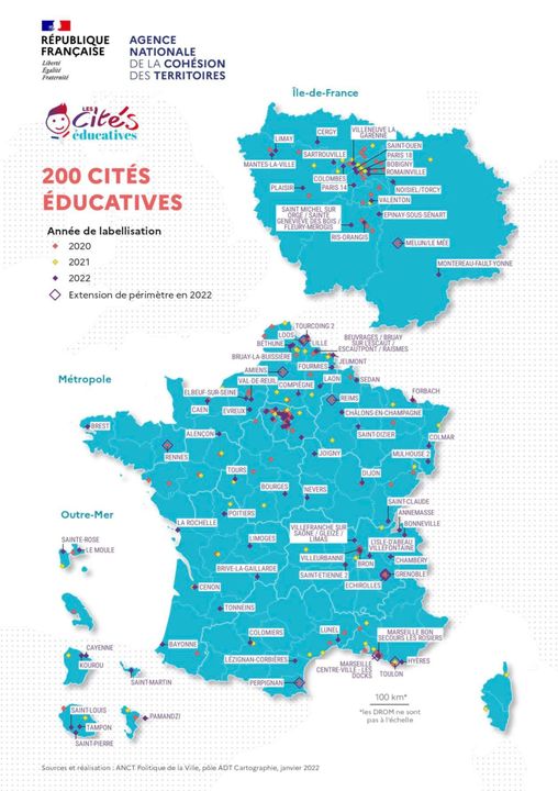 Carte des Cités éducatives 2022